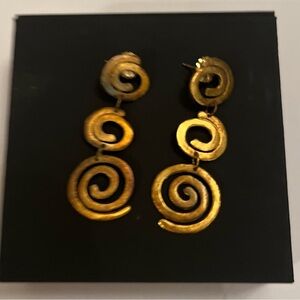 Gold Spiral Drop Earrings